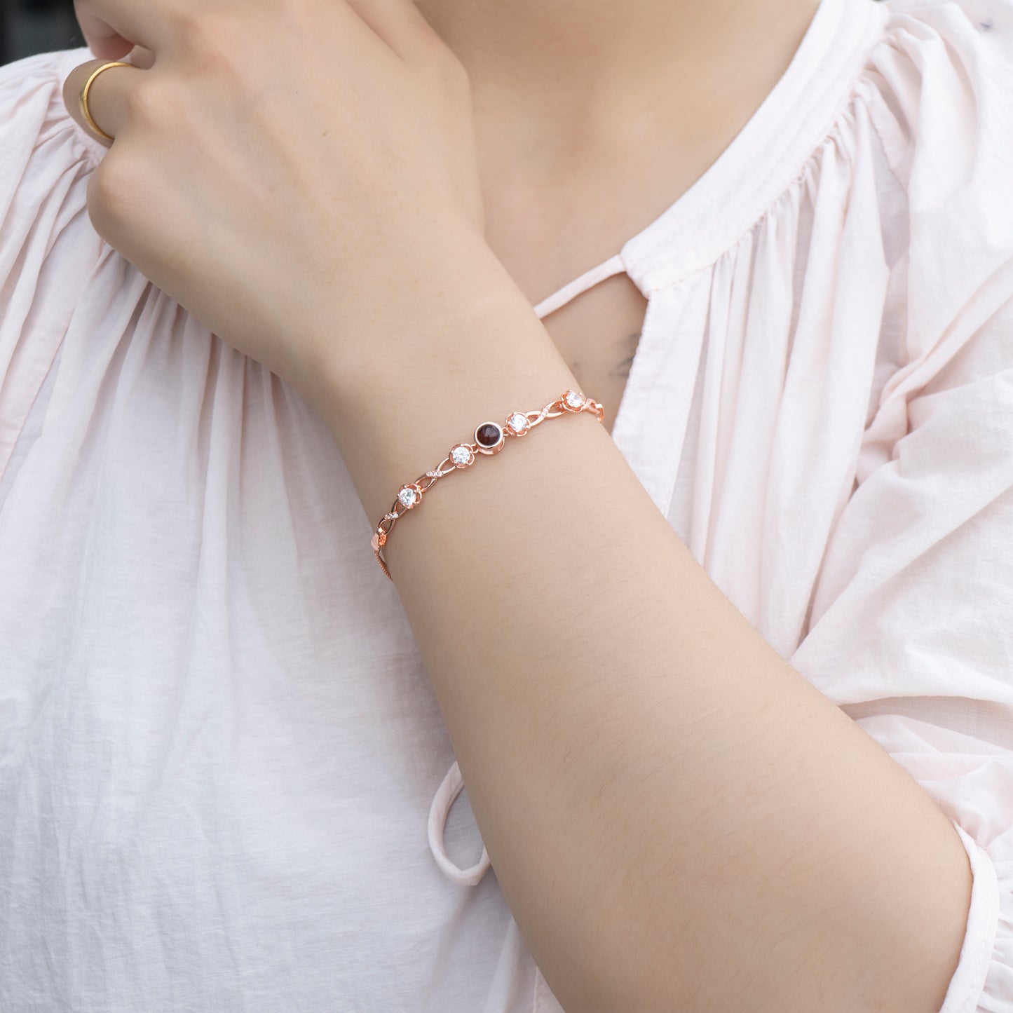 Custom Photo Bracelet with Cubic Zirconia