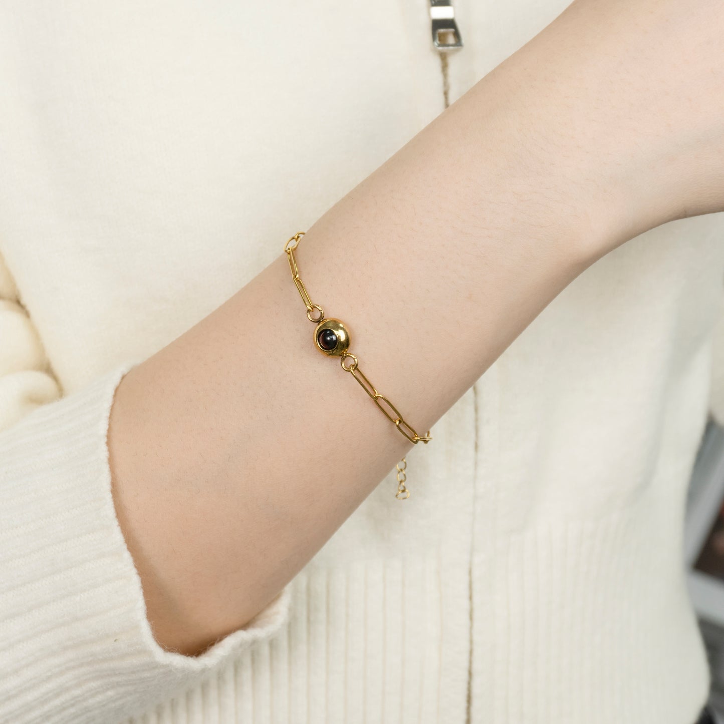 Elegant länkkedjearmband med projektionspärla