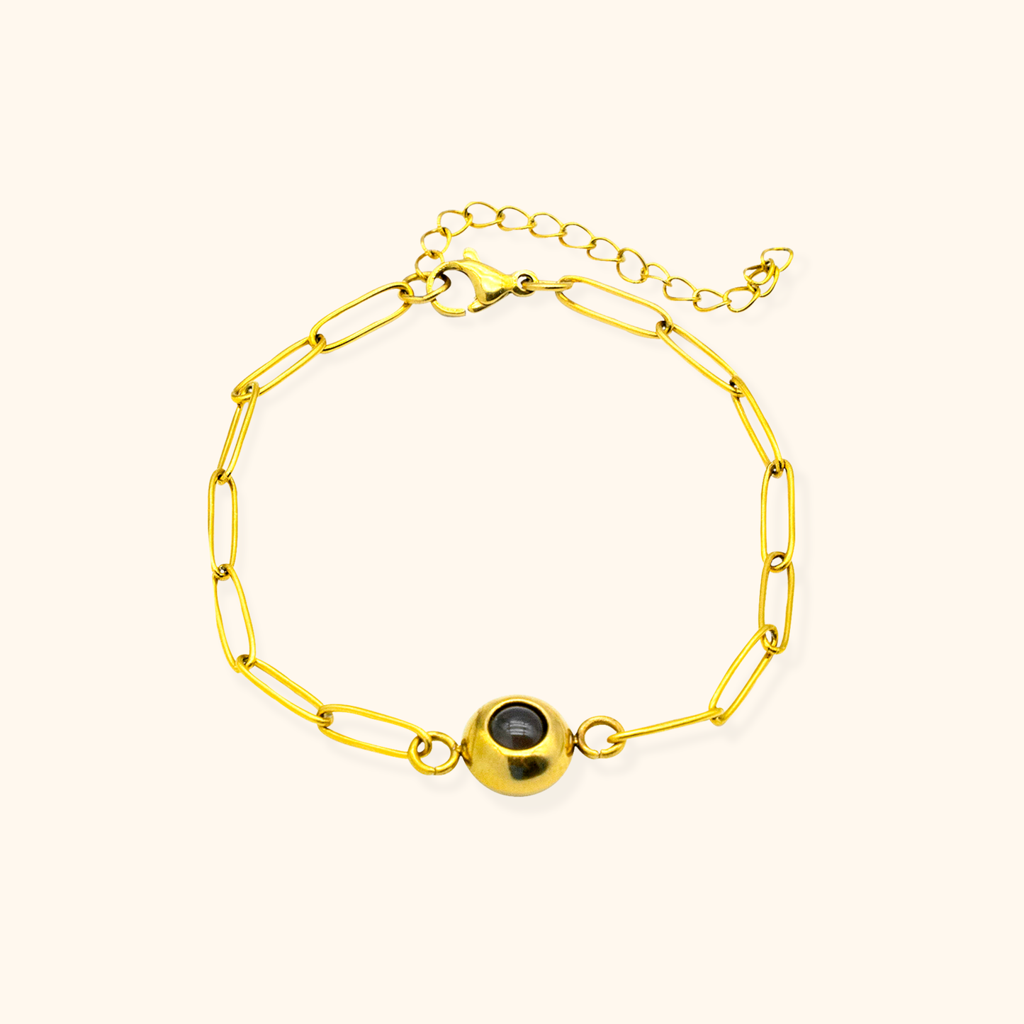 Elegant länkkedjearmband med projektionspärla
