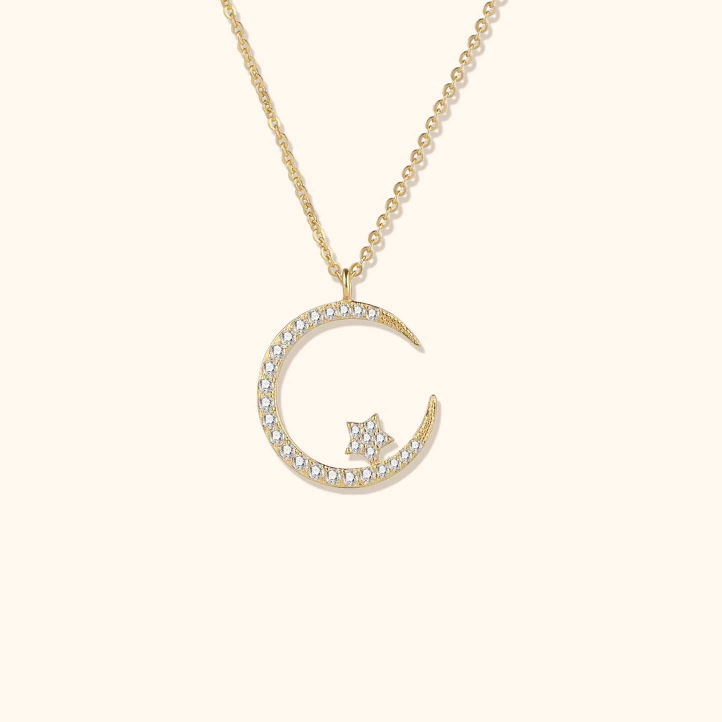 Glittrande Måne & Stjärna Halsband