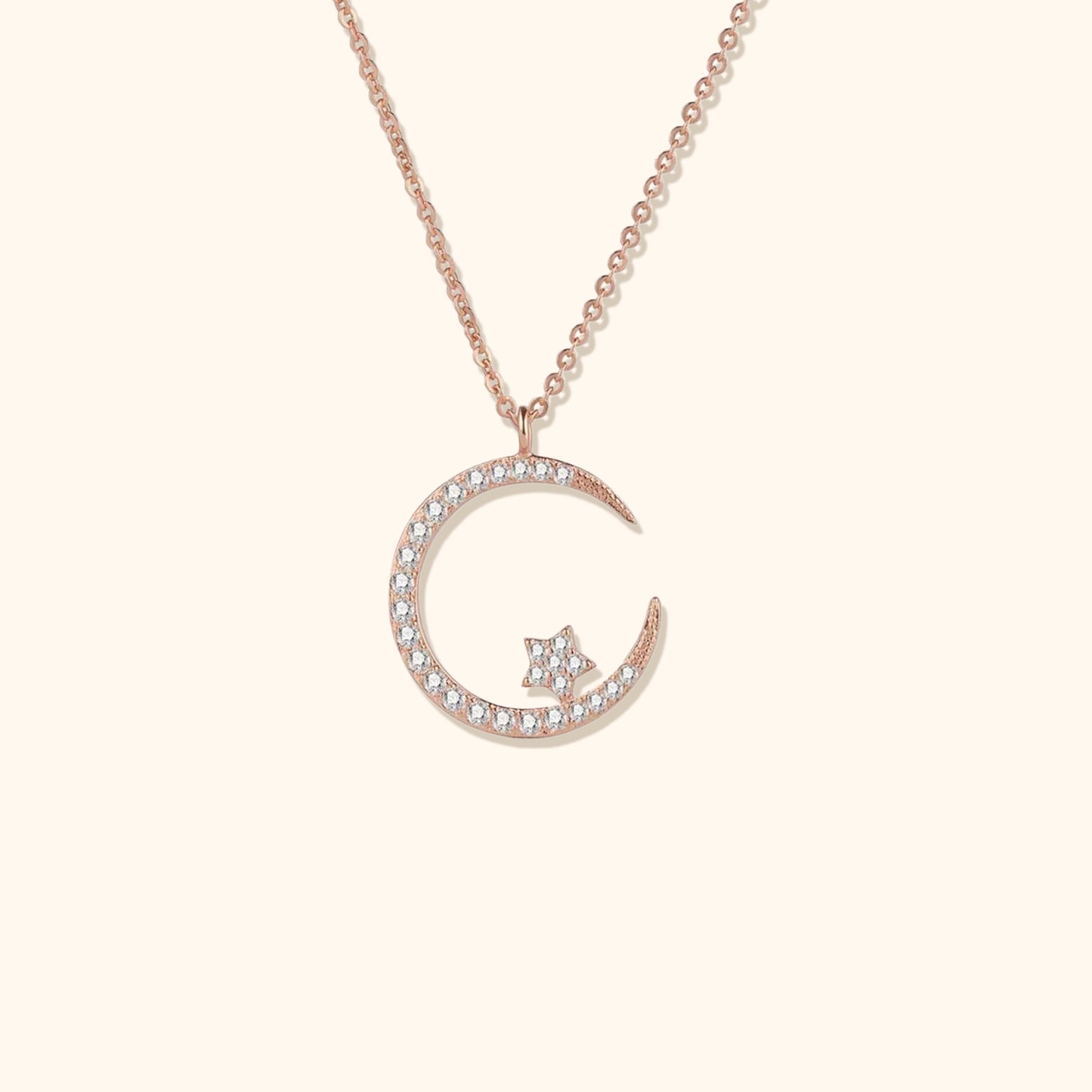 Glittrande Måne & Stjärna Halsband