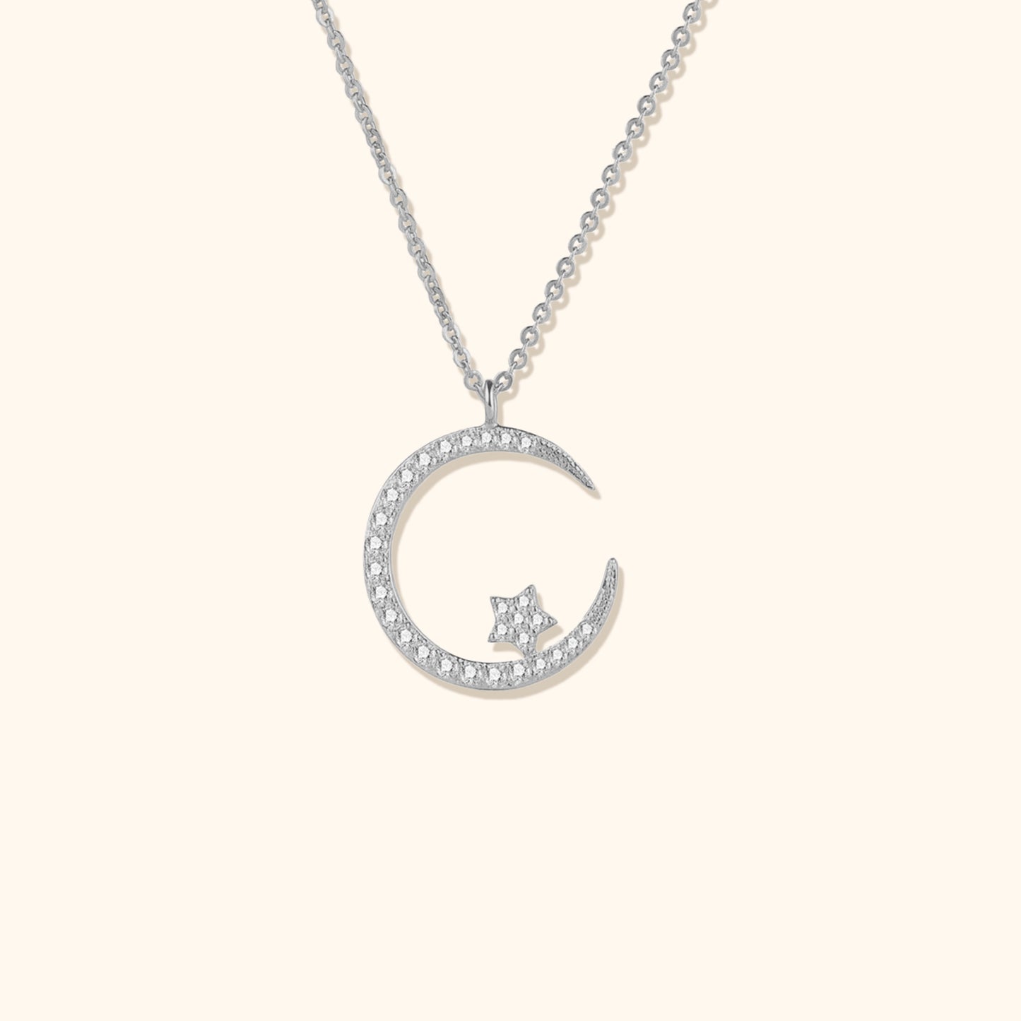 Glittrande Måne & Stjärna Halsband