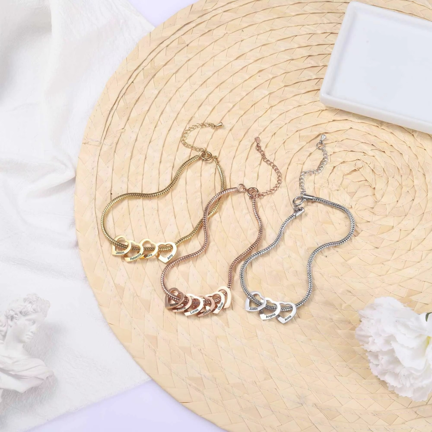 Graverat Familjehjärta Halsband