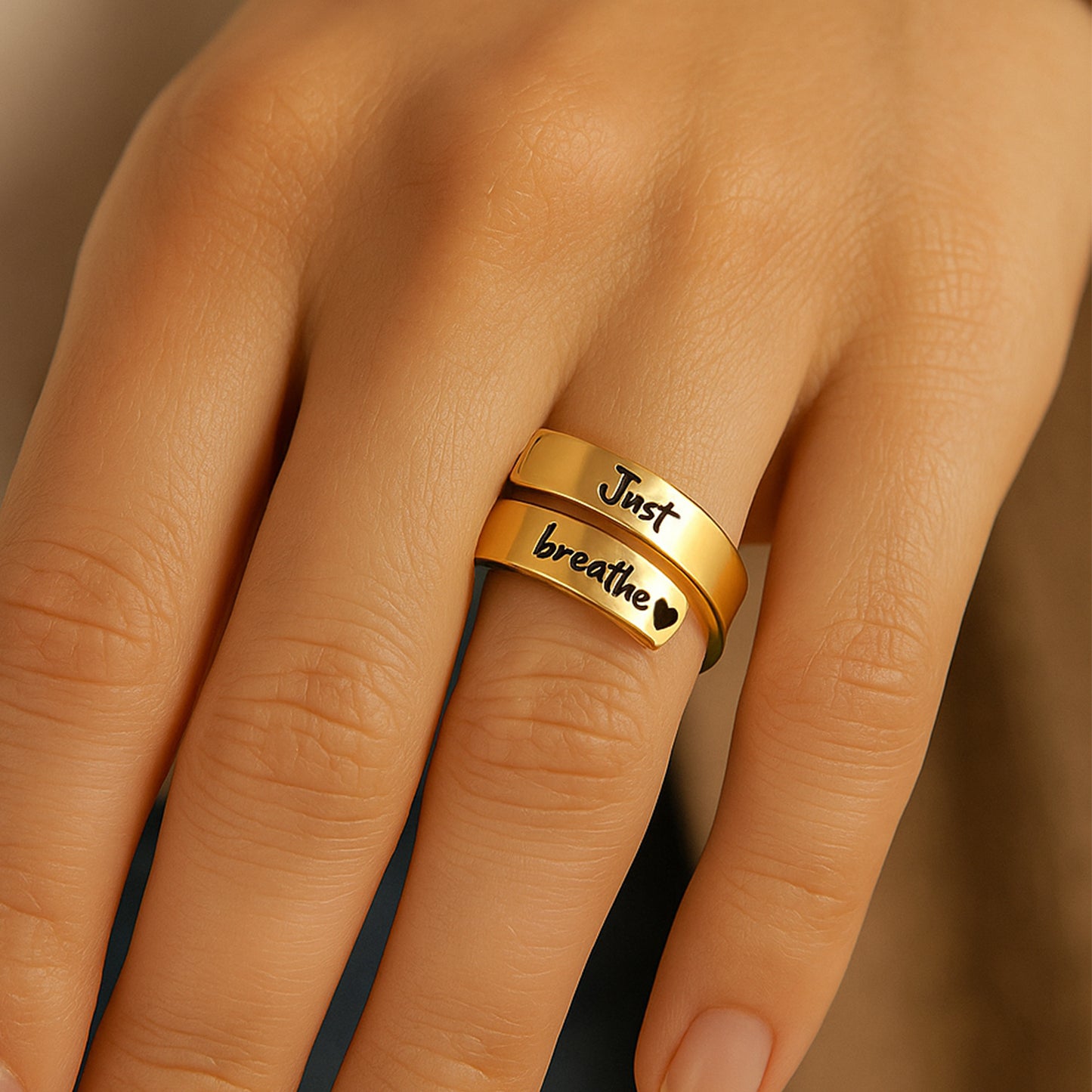 Just Breathe Citat Ring med Meddelandekort