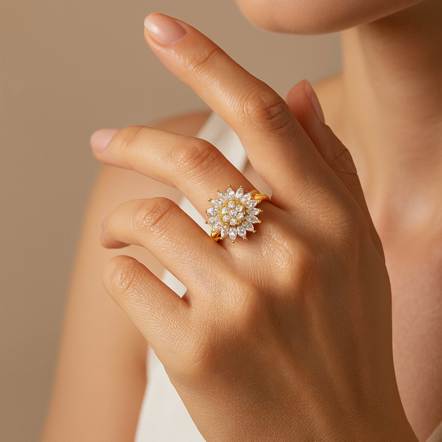 Solrosens Gnistrande Snurrande Ring