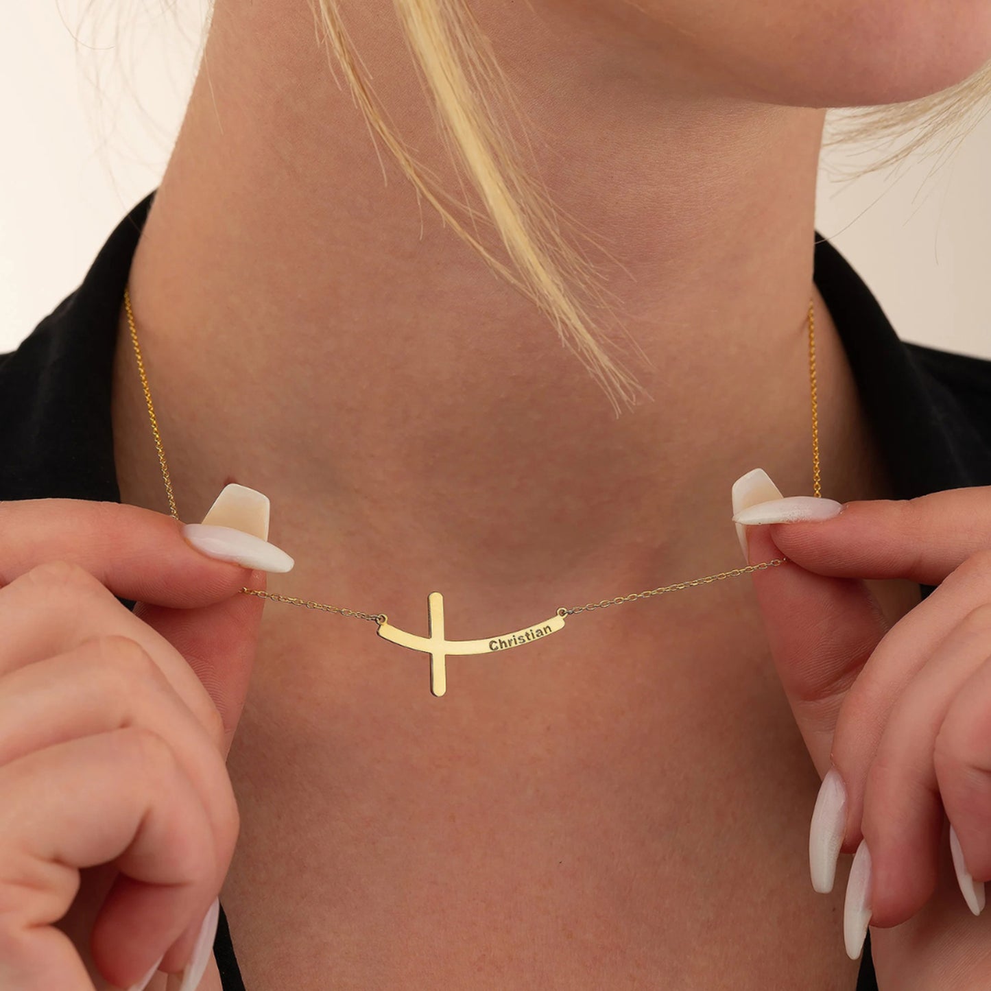 Personlig Böjd Kors Halsband