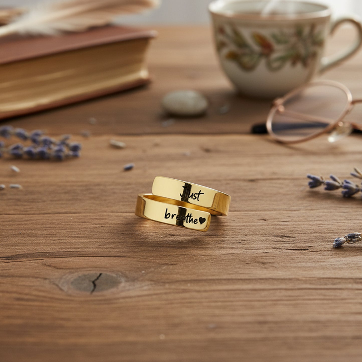 Just Breathe Citat Ring med Meddelandekort