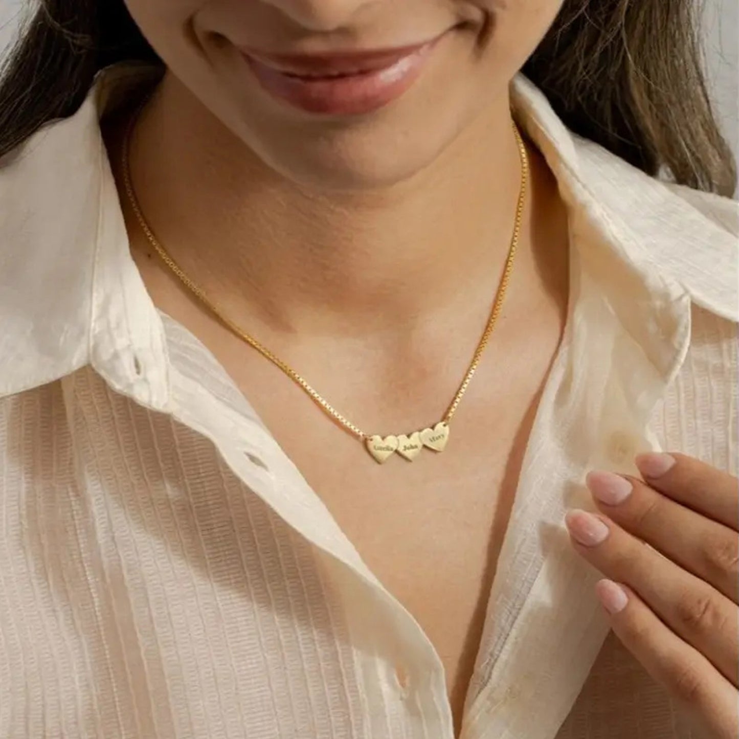 Personligt Hjärtformat Graverat Halsband