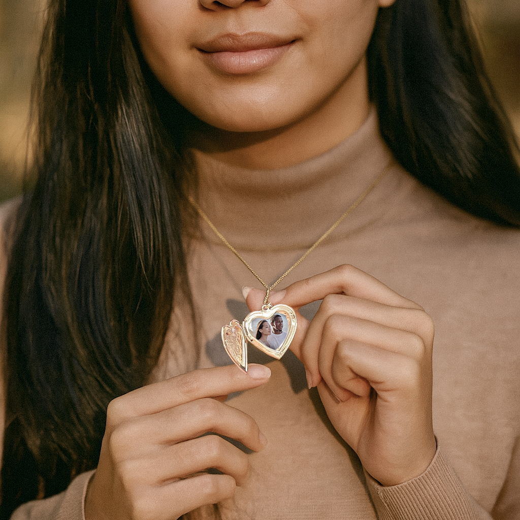 Hjärtformad Foto Medaljong