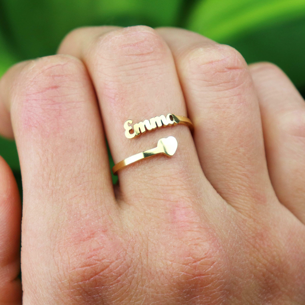 Lyxig Namn Och Hjärta Ring