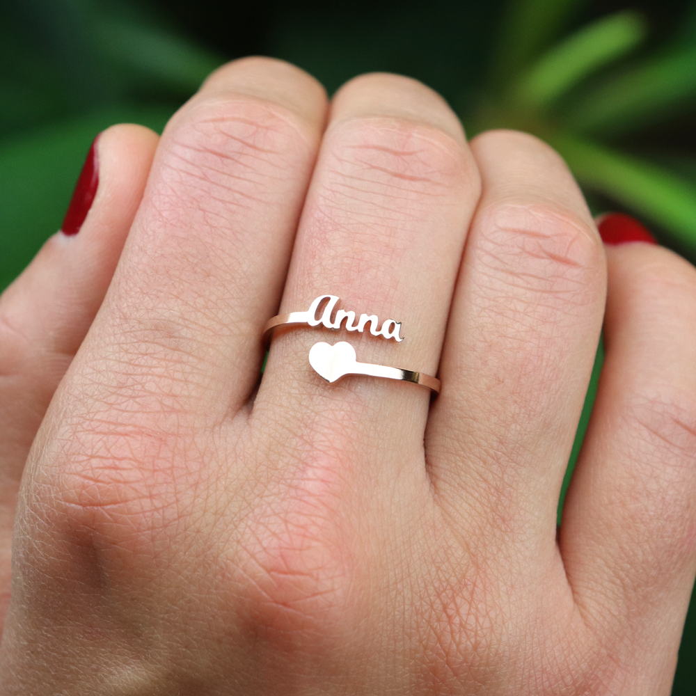 Lyxig Namn Och Hjärta Ring