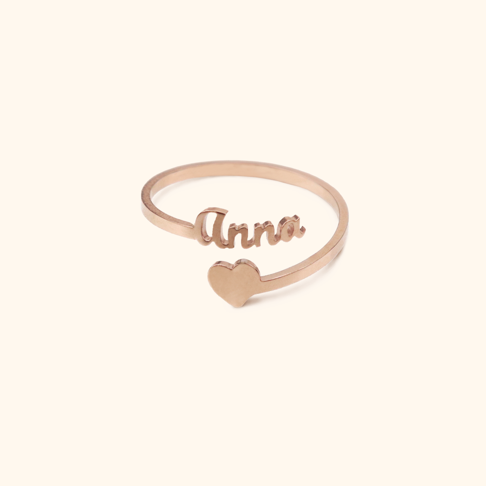 Lyxig Namn Och Hjärta Ring