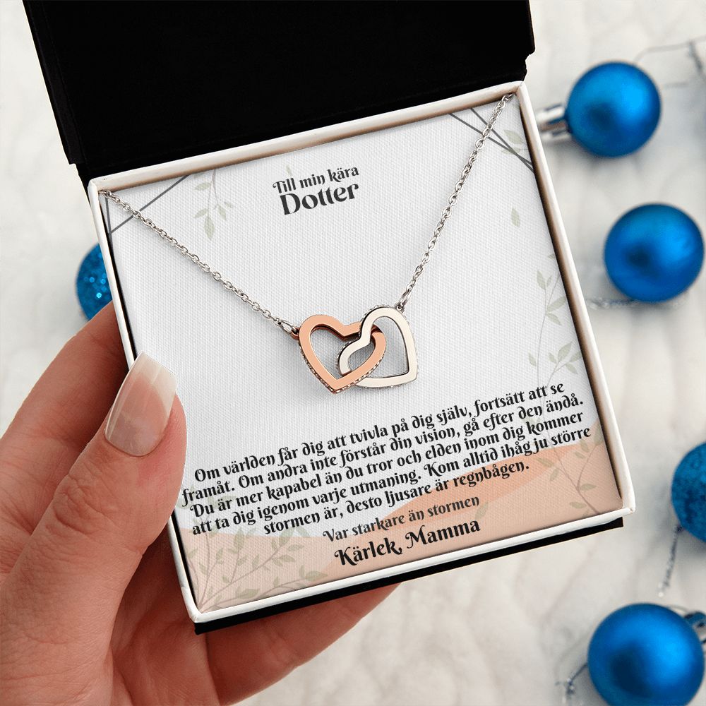 To My Kara Daughter | Karlek Mom | Be Stronger on The Storm | Linked heart Necklace