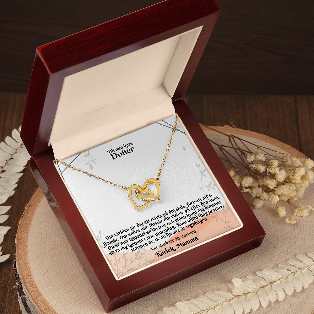 To My Kara Daughter | Karlek Mom | Be Stronger on The Storm | Linked heart Necklace