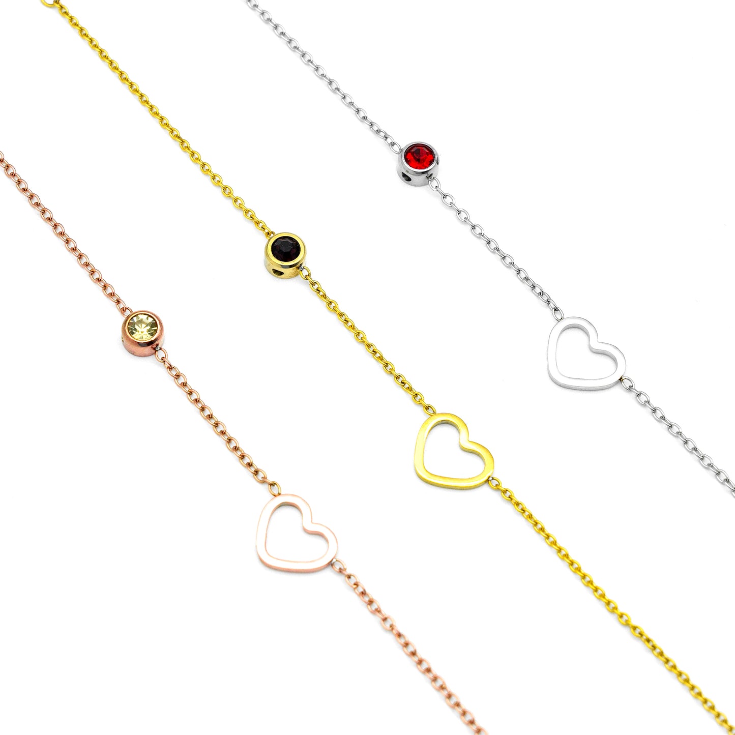 Elegant hjärta Födelsesten armband