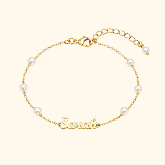 Personligt Dainty Pärl Namn Armband