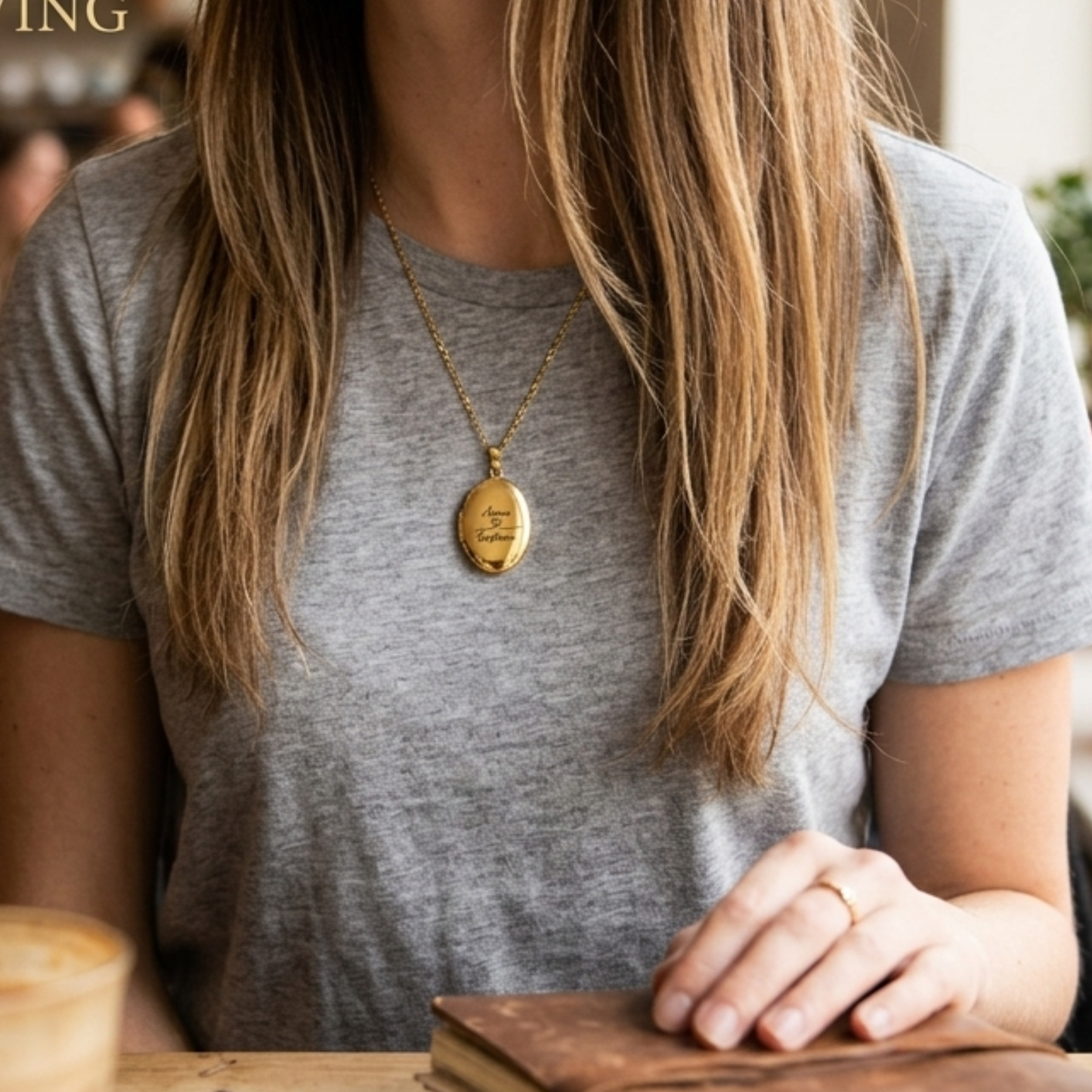 Personligt Graverat Ovalt Foto Halsband