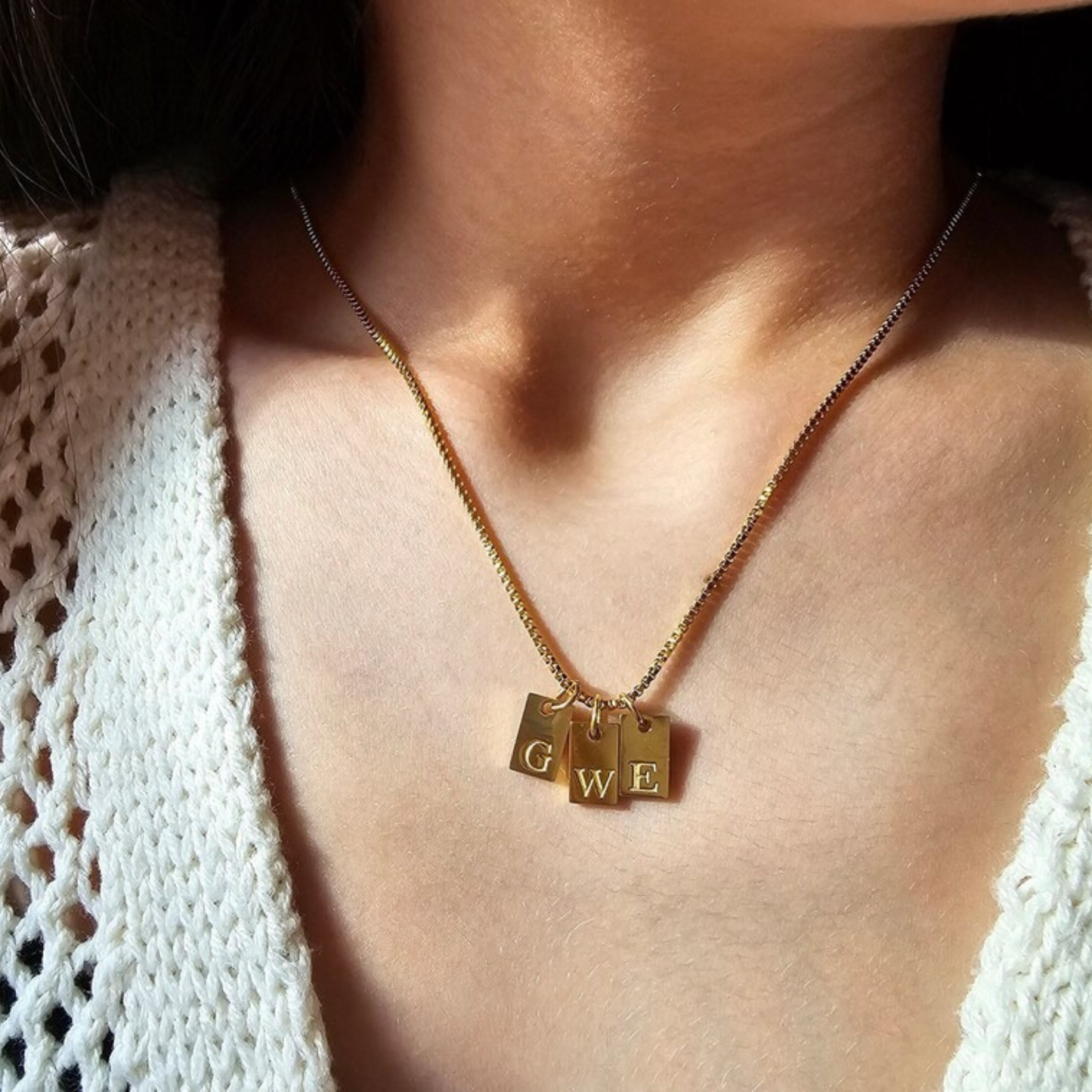 Personligt Initial Tag Halsband