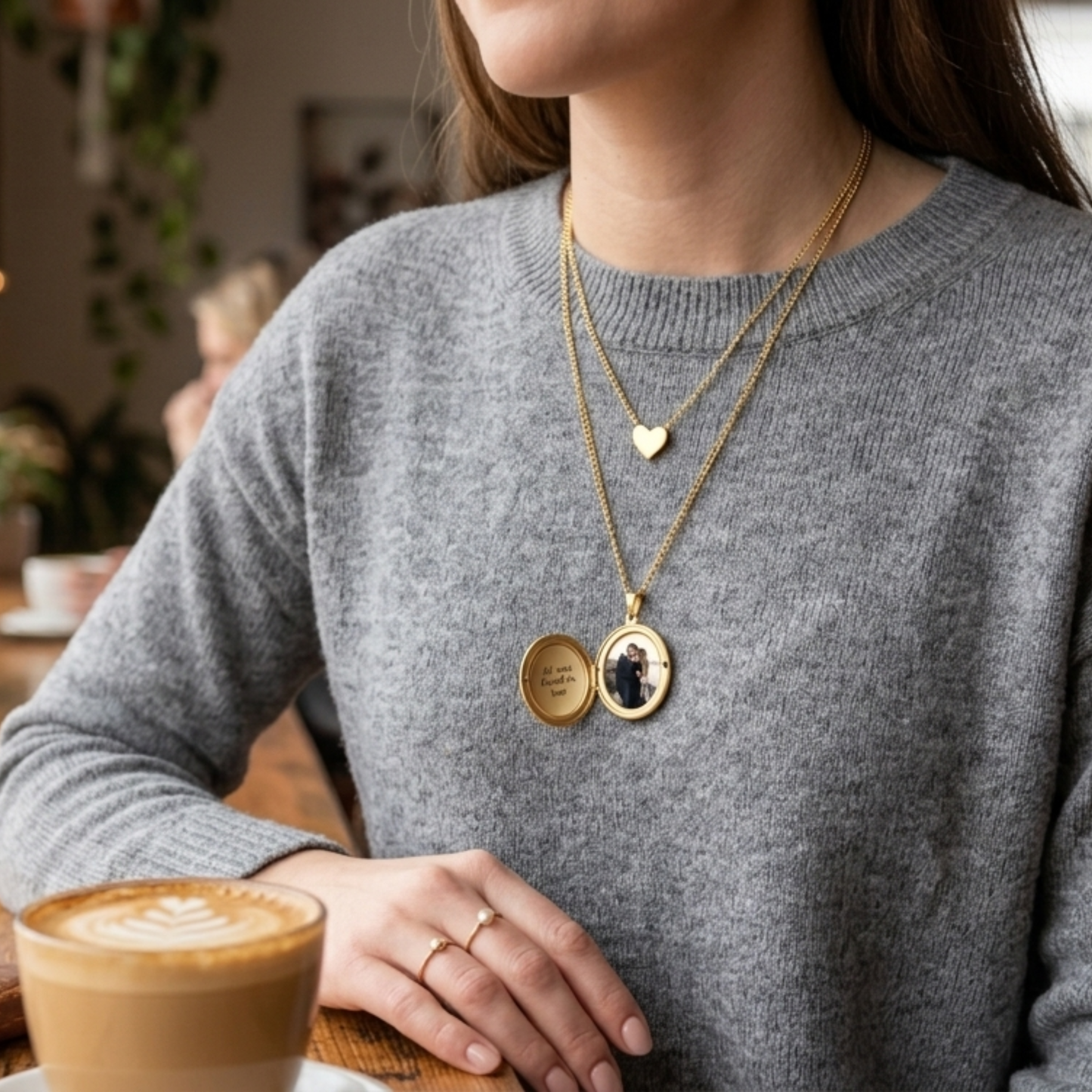 Personligt Graverat Ovalt Foto Halsband