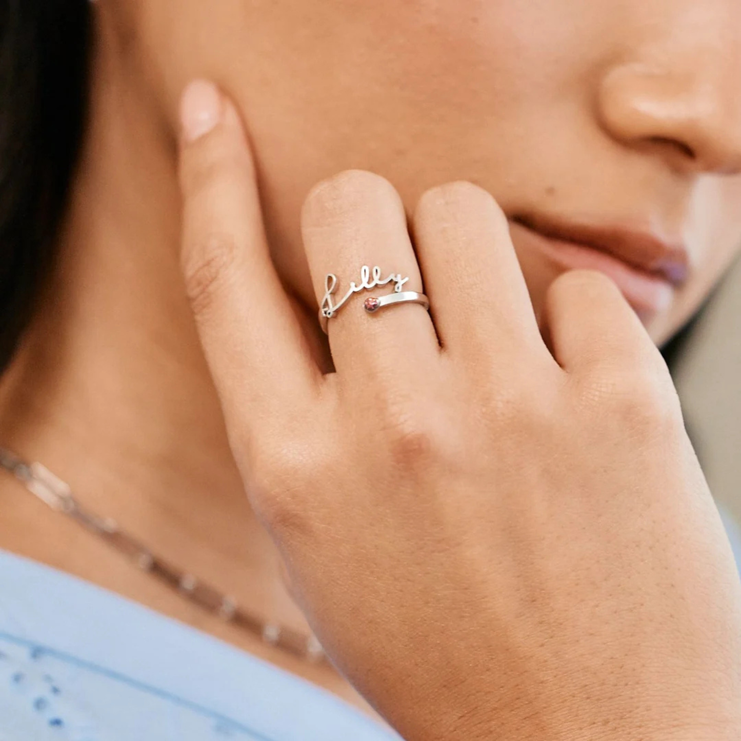 Personligt Födelsesten Namn Ring