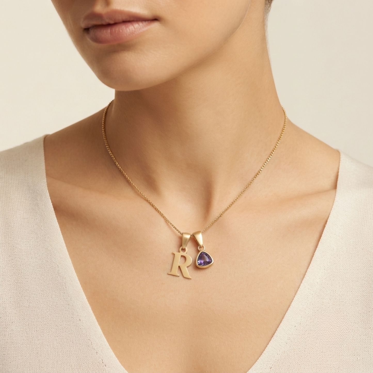 Initial Födelsesten Berlock Halsband