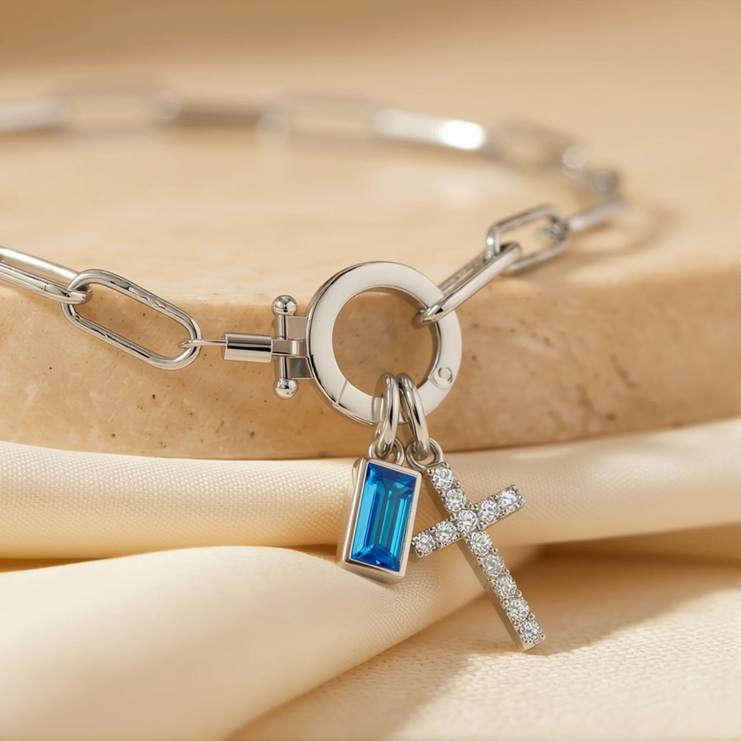 Födelsesten Korsberlock Länk Armband
