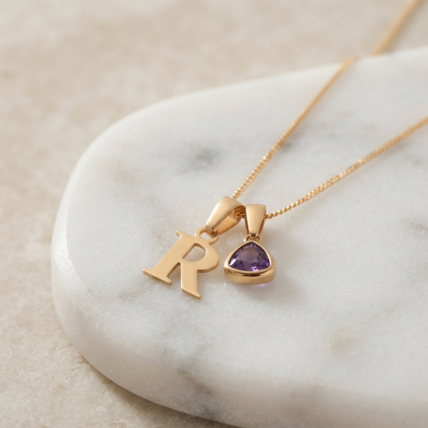 Initial Födelsesten Berlock Halsband