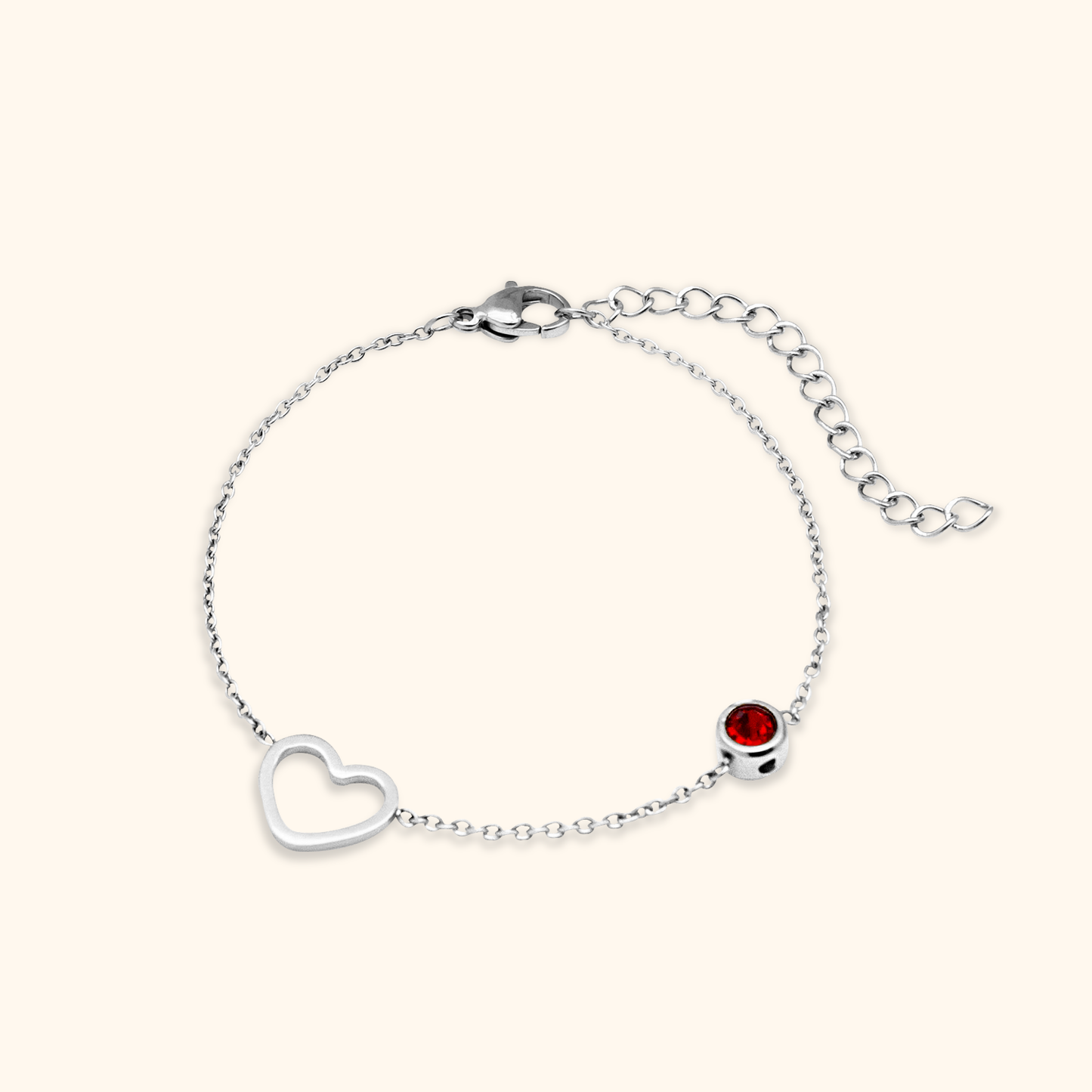 Elegant hjärta Födelsesten armband
