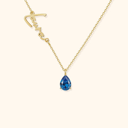 Kalligrafi Namn Födelsesten Halsband