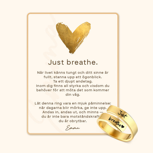 Just Breathe Citat Ring med Meddelandekort