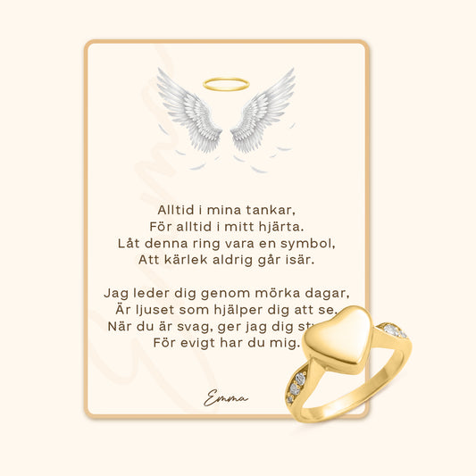 Evigt Hjärtas Urn Ring med Meddelandekort