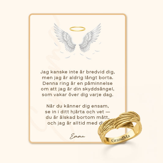 Skyddsvingar Ängel Ring med Meddelandekort