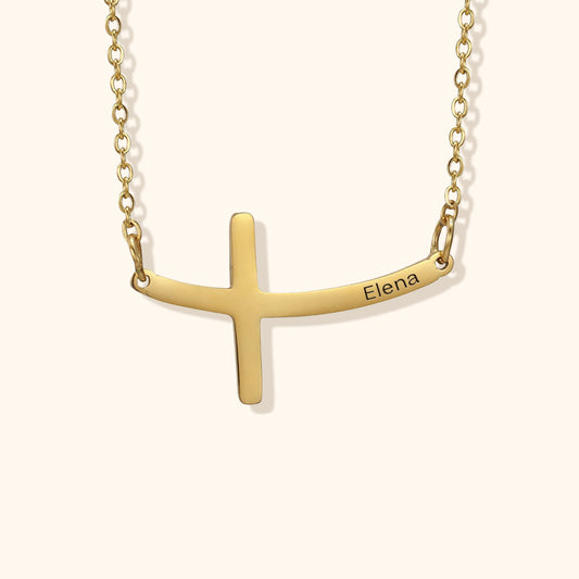 Personlig Böjd Kors Halsband