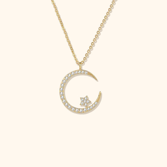Glittrande Måne & Stjärna Halsband