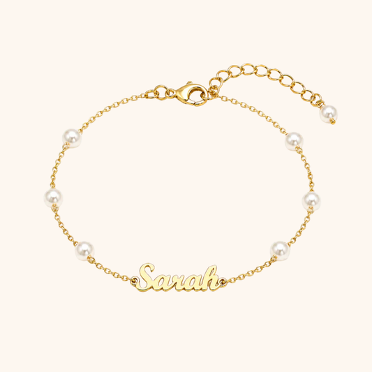 Personligt Dainty Pärl Namn Armband