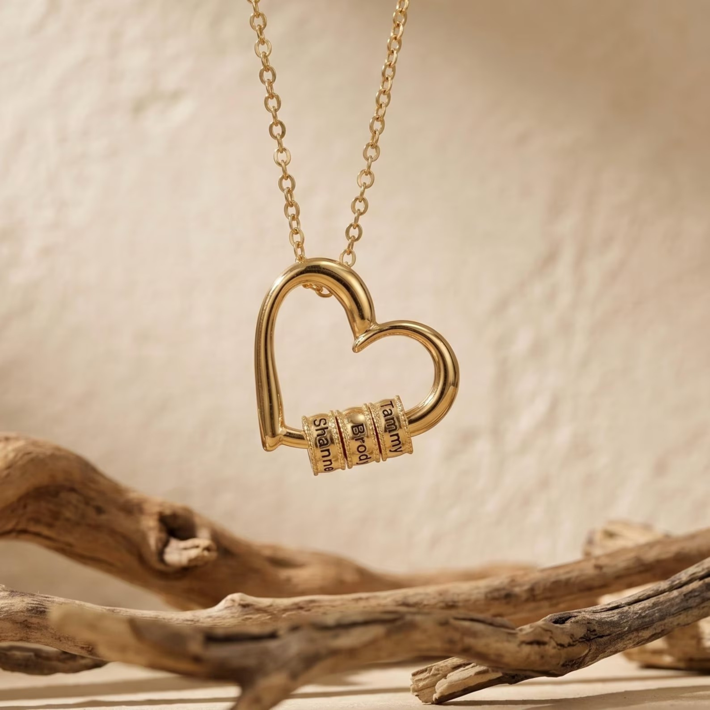 Personligt Hjärt Graverade Pärlor Halsband