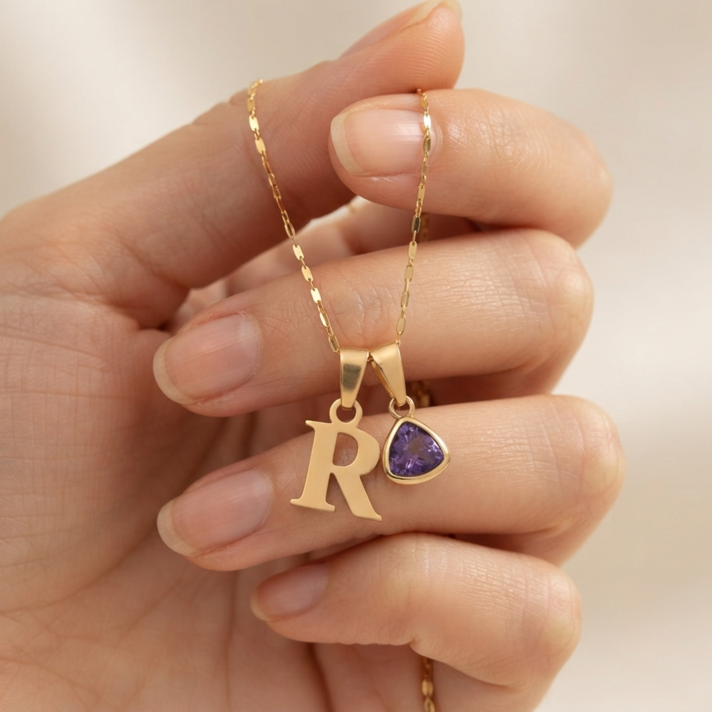 Initial Födelsesten Berlock Halsband