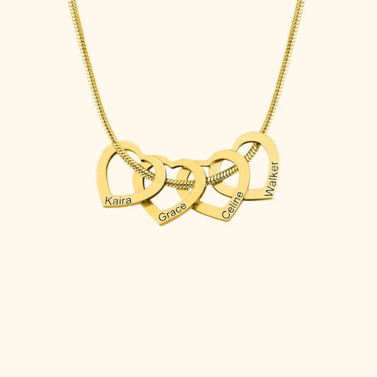 Graverat Familjehjärta Halsband