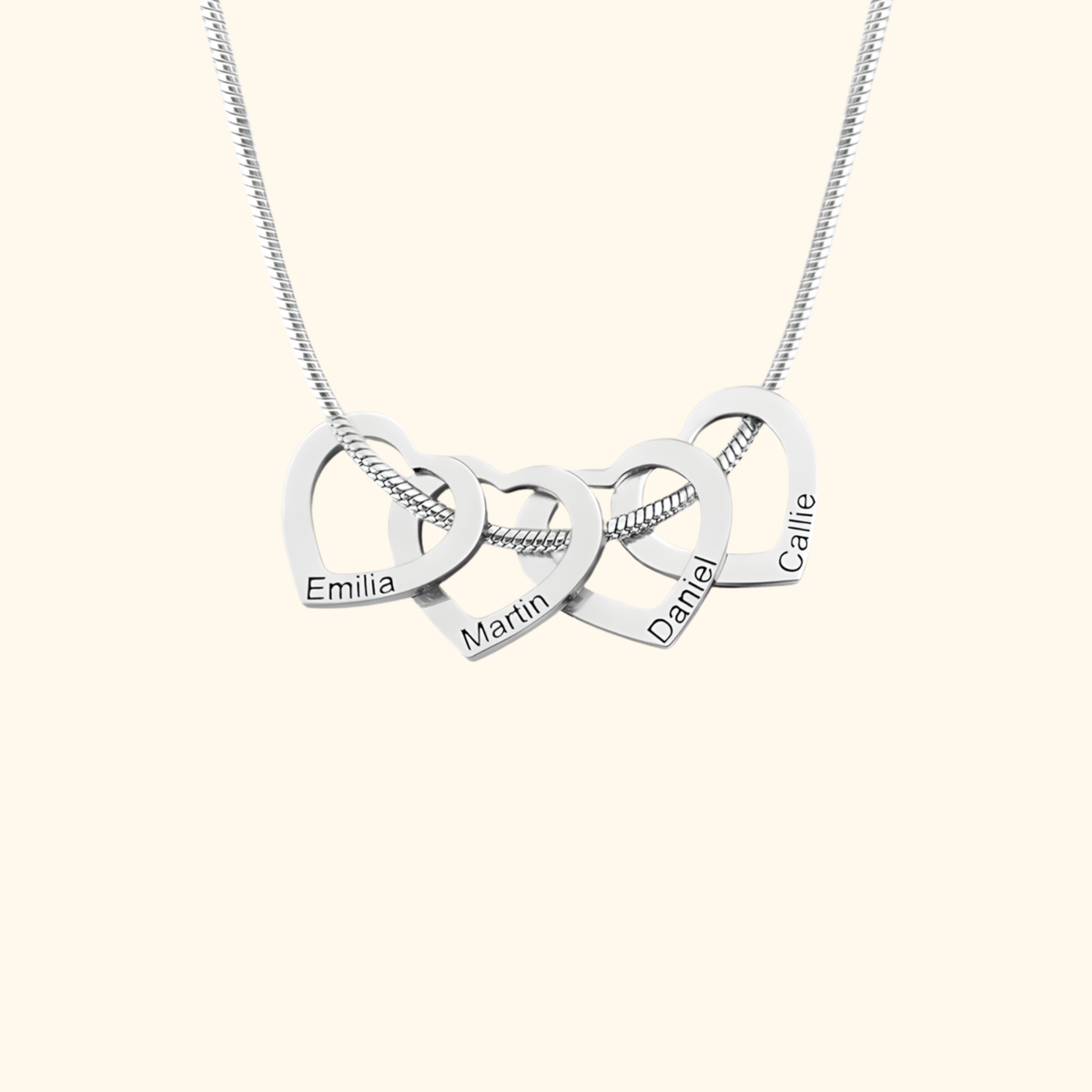 Graverat Familjehjärta Halsband