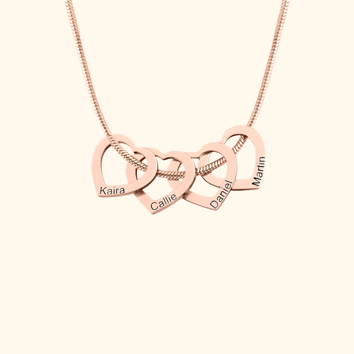 Graverat Familjehjärta Halsband