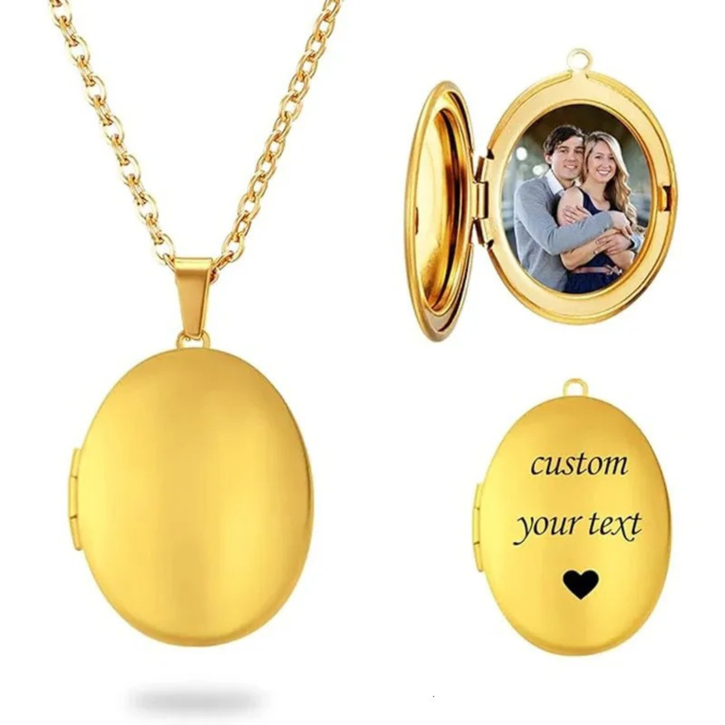 Personligt Graverat Ovalt Foto Halsband