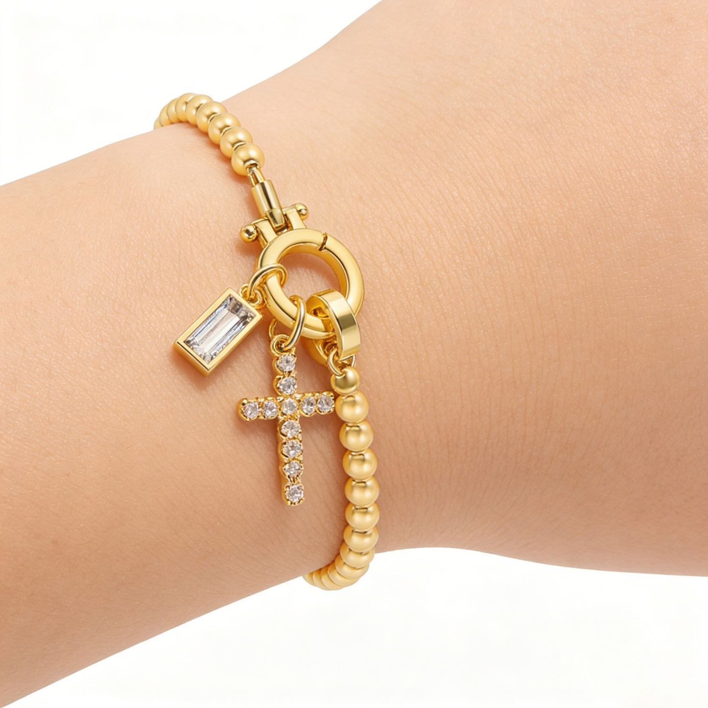 Pärl Födelsesten Korsberlock Armband