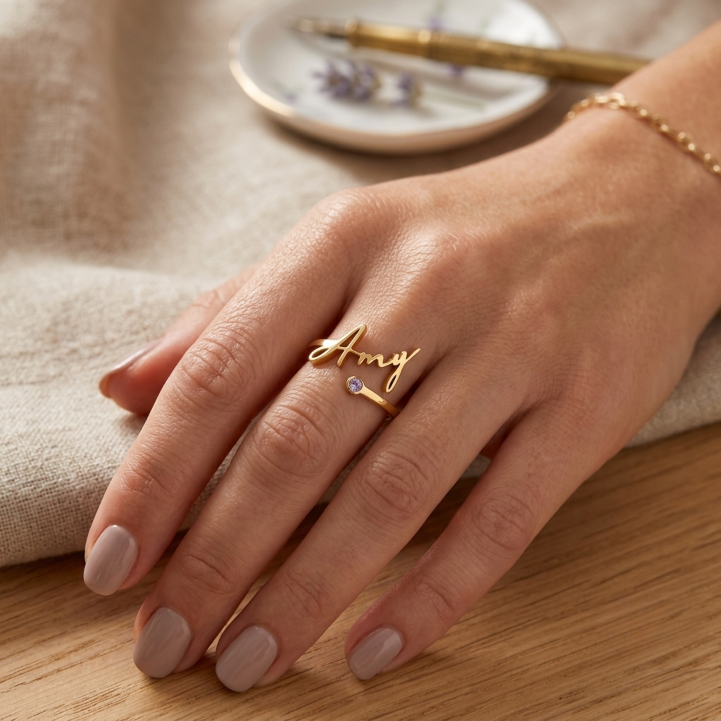 Personligt Födelsesten Namn Ring