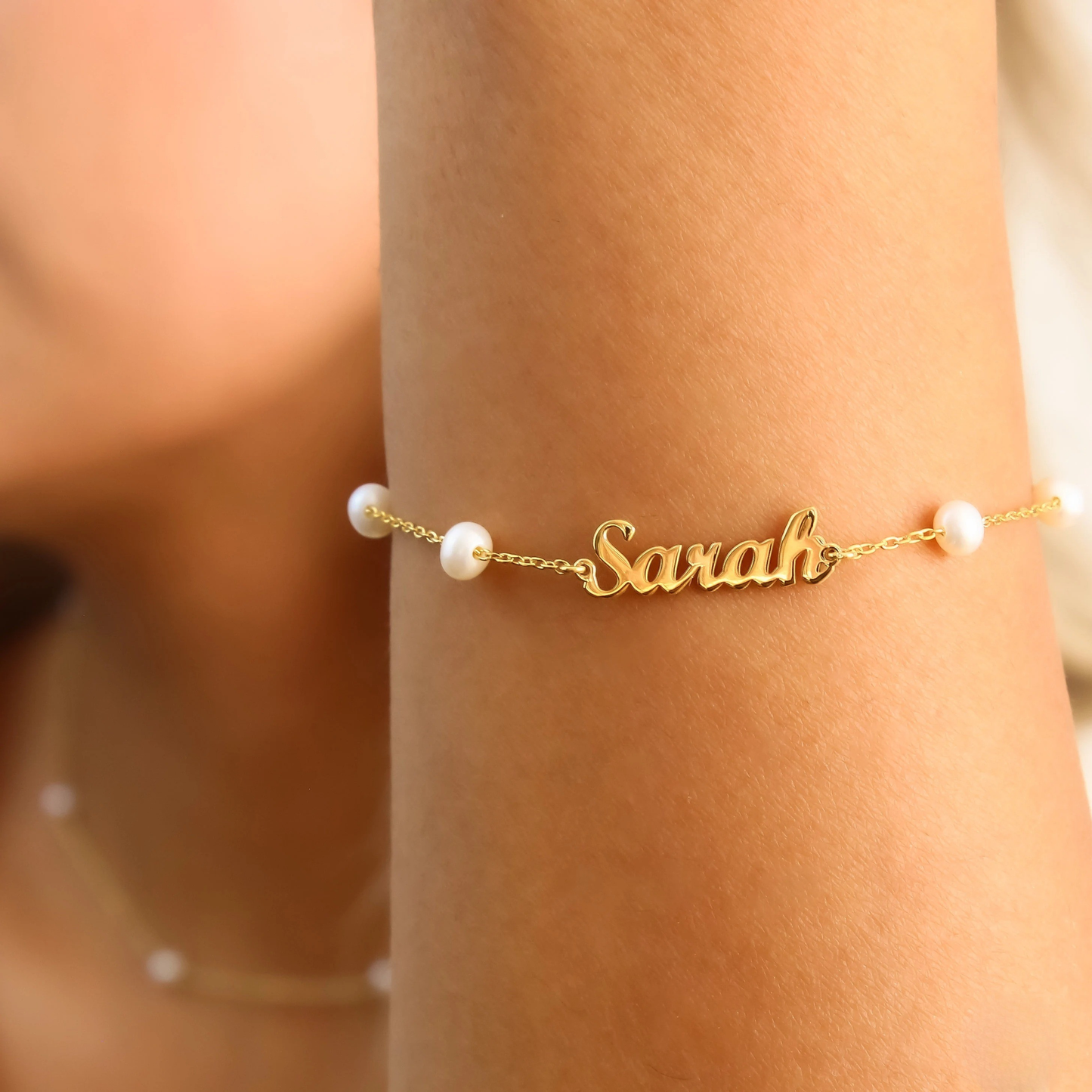 Personligt Dainty Pärl Namn Armband