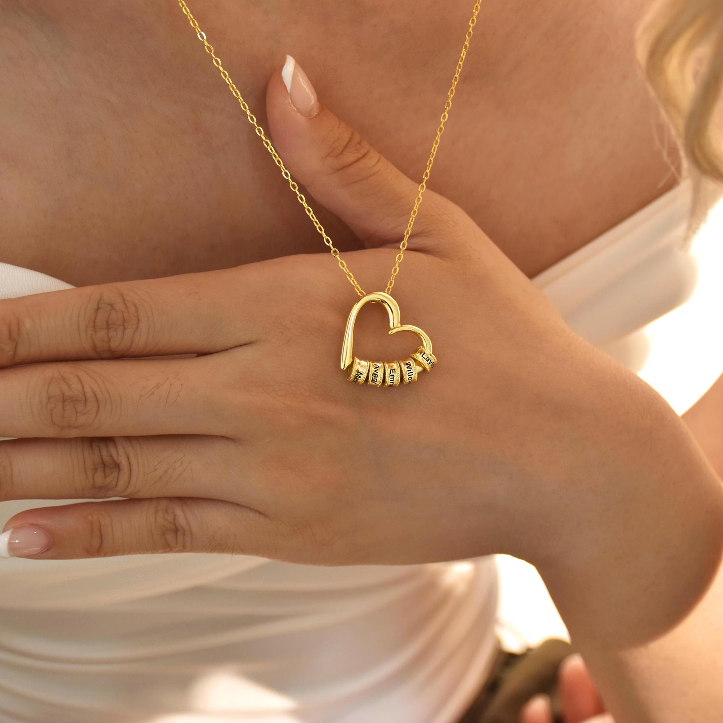 Personligt Hjärt Graverade Pärlor Halsband