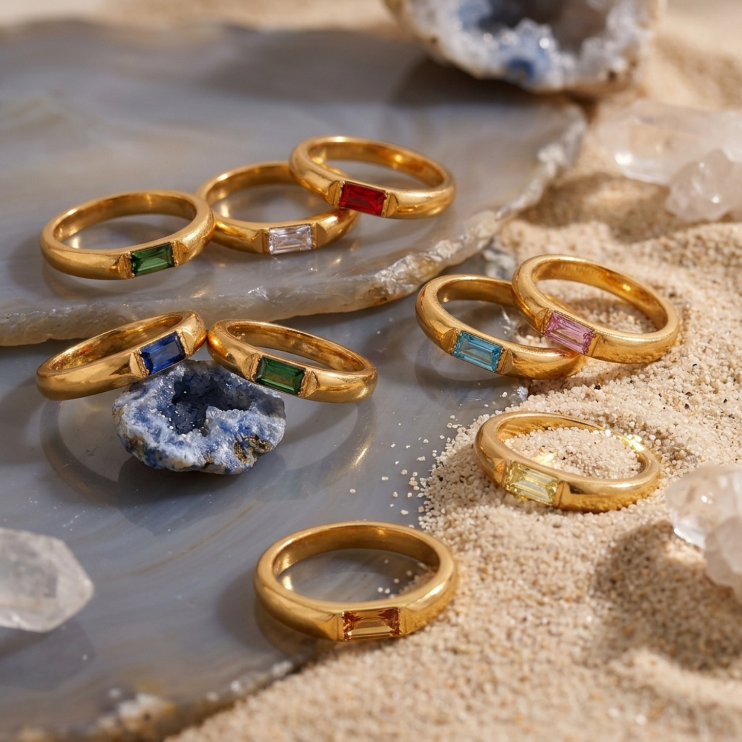 Avsmalnande Födelsesten Band Ring