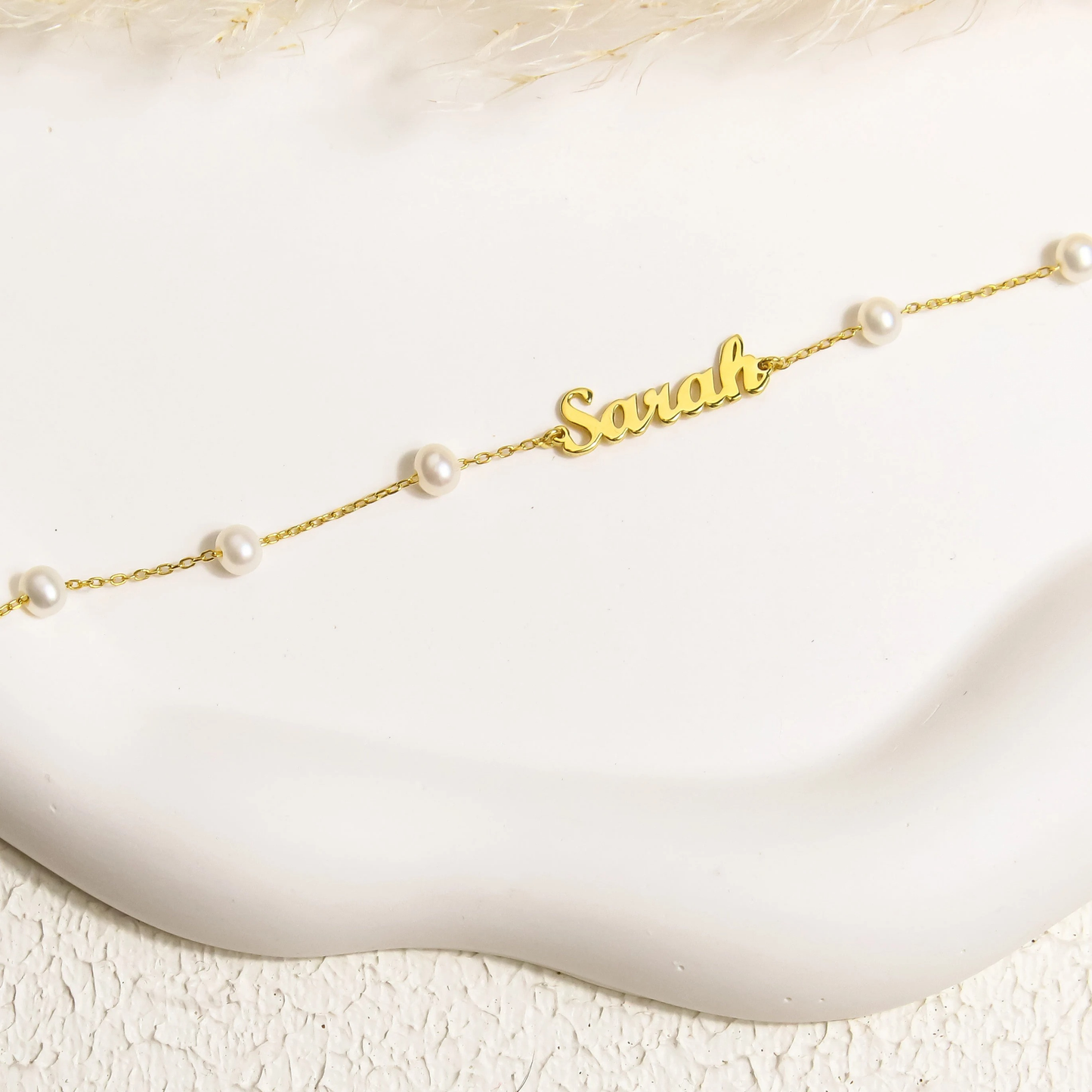 Personligt Dainty Pärl Namn Armband