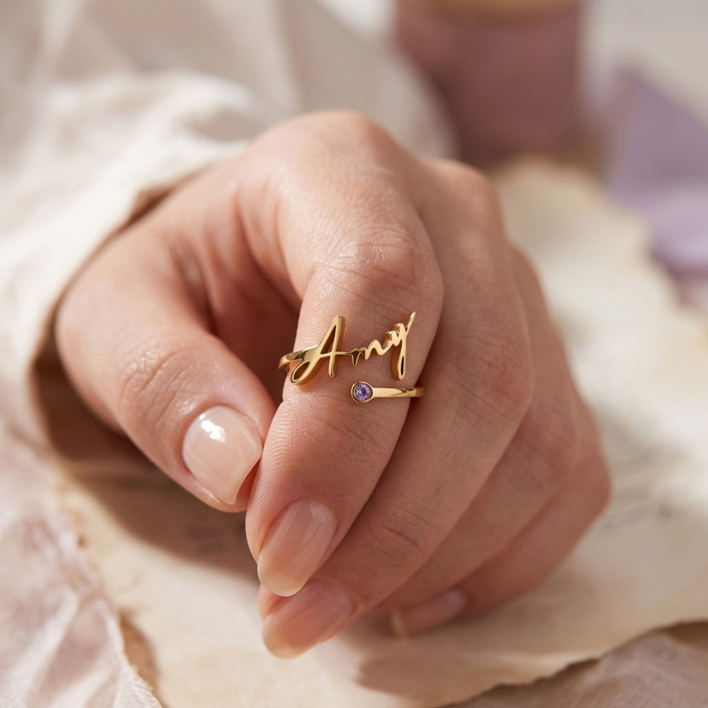 Personligt Födelsesten Namn Ring