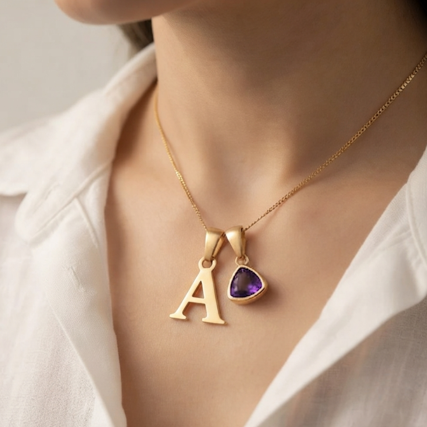 Initial Födelsesten Berlock Halsband