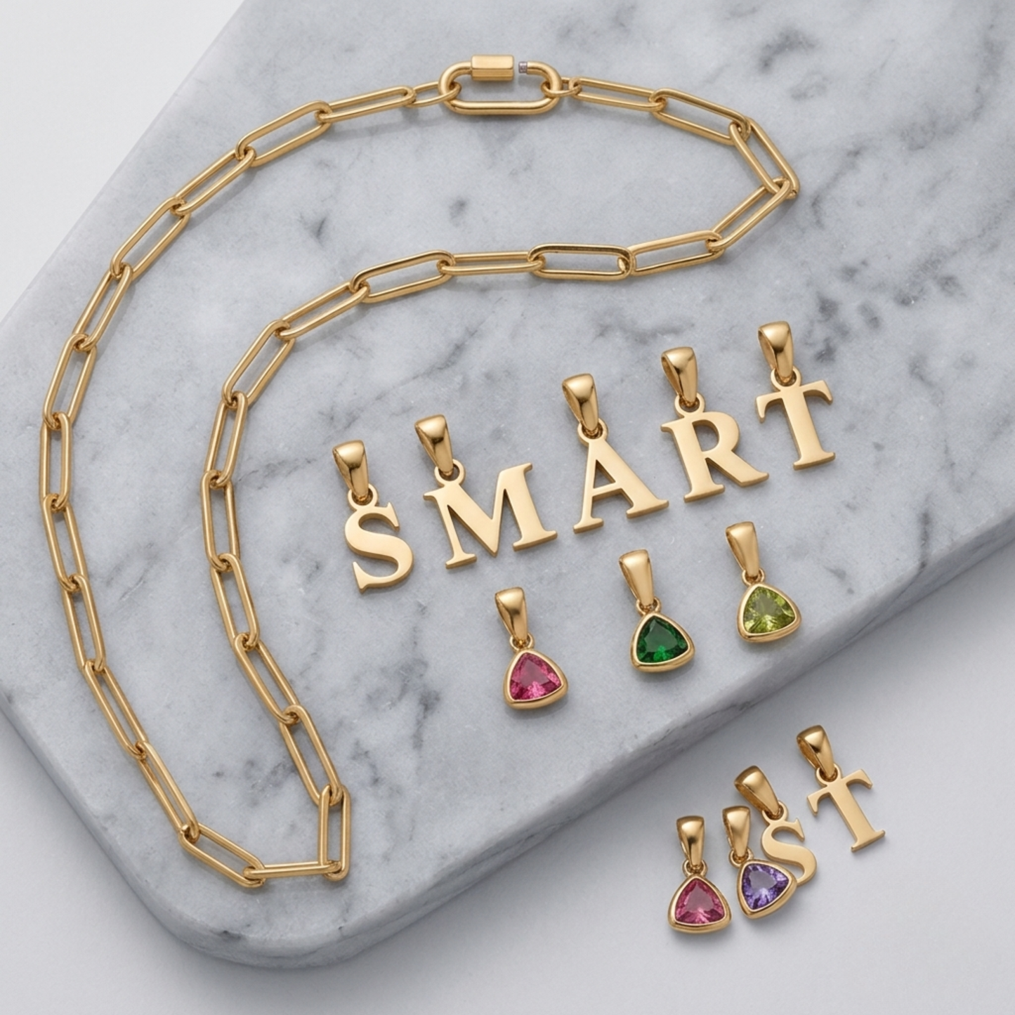 Personligt Initial Födelsesten Lås Halsband